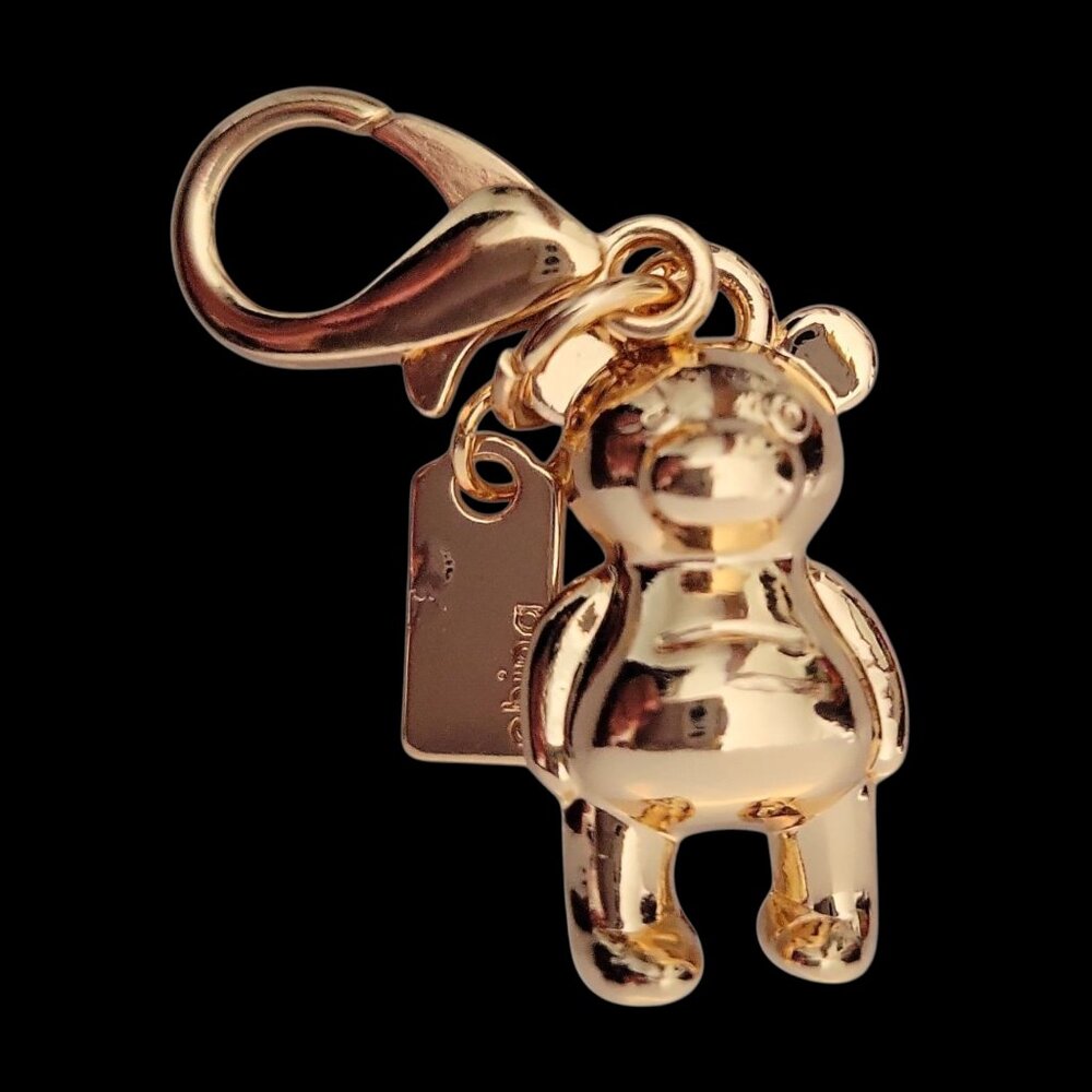 🧸Luxury Gold Mini Teddy Bear Bag Charm Keychain Handbag Accessory - Picture 4 of 10